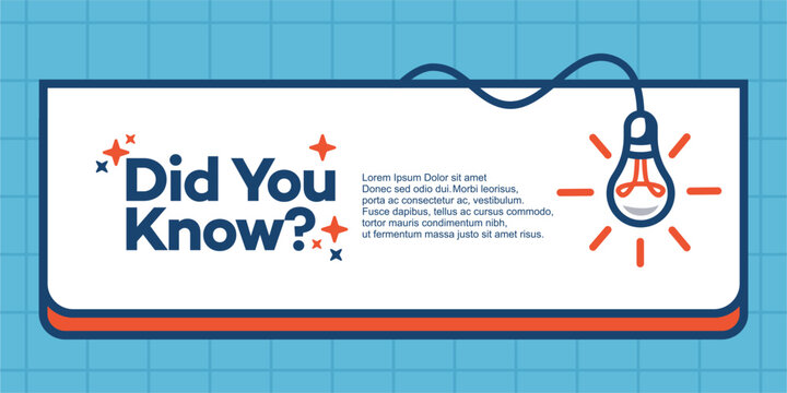 fun fact blank template fyi vector with lightbulb idea and cable symbol element. Did you know geometric message bubble with light vector image. template post icon for social media background.