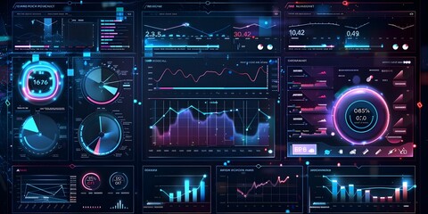 Fototapeta premium Innovative Digital Project Management Dashboard with Organized Data Visualization and Strategic Timelines