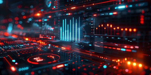 Futuristic Digital Project Management Dashboard Visualizing Business Analytics and Timelines