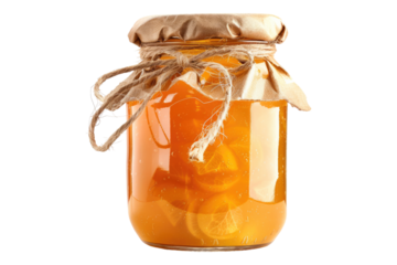 Apricot jam in jar isolated on transparent background