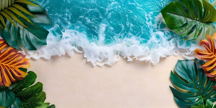 Menu with a Vibrant Caribbean Shore Featuring Colorful Graphics and a Tropical Wave Theme. Concept Caribbean Shore, Colorful Graphics, Tropical Wave, Vibrant Menu