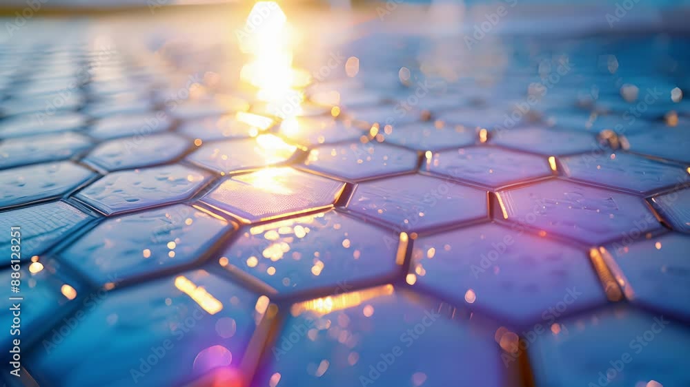 Poster the textured surface of a solar panel resembles a mosaic of mini mirrors reflecting and redirecting 