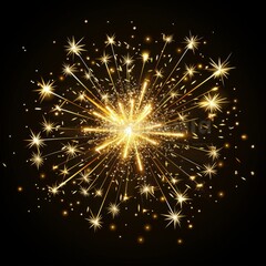 Image of golden fireworks on a black background. Celebration and Happy New Year