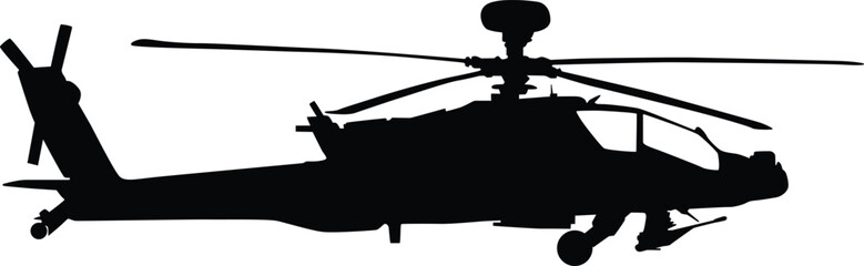 Silhouette of apache helicopter full length illustration