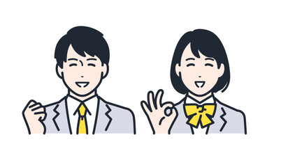 笑顔 安心 喜ぶ 学生 中学生 高校生 アイコン