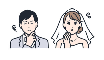 考える 悩む 困る 花嫁 花婿 アイコン