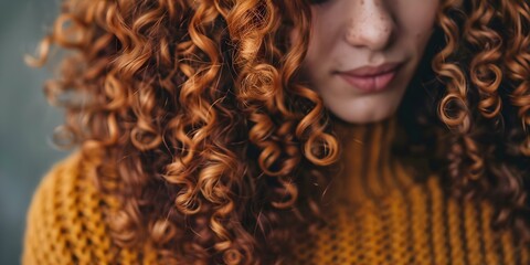 Emphasizing the Beautiful Texture of Curly Hair Closeup Portrait. Concept Curly Hair, Texture Emphasis, Closeup Portrait