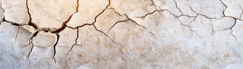 Fototapeta premium Close-up of cracked and dry soil texture showcasing patterns of drought, illustrating environmental impact and natural earth textures.