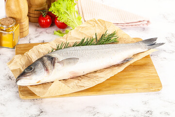 Raw seabass fish for cooking