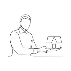 One continuous line drawing of home investment vector illustration. Economic themes in simple linear style vector design concept. Investment is process of allocating resources like money and home.