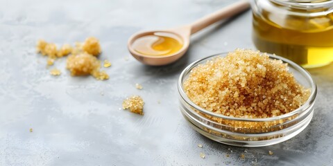 How to Make a DIY Lip Scrub with Brown Sugar, Honey, and Olive Oil. Concept Beauty, DIY, Lip Care, Skincare, Natural Ingredients