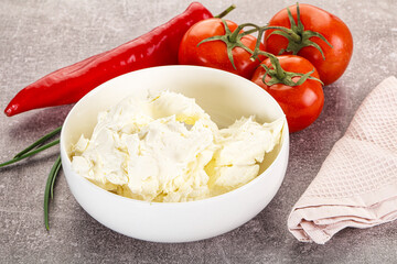Soft Philadephia cheese in the bowl