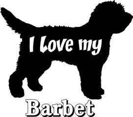 Barbet I love my dog Dog silhouette dog breeds logo dog monogram vector
