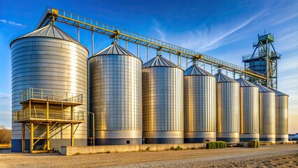 Obraz premium Silo corn feedmill with focus on mycotoxin care in the poultry animal feed industry, silo, corn, feedmill, poultry