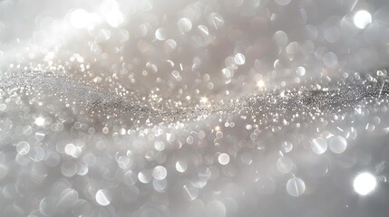 Fototapeta premium Ultra HD de-focused abstract glitter lights in silver and white, with subtle gold minimalist streaks