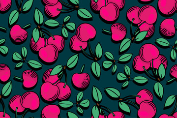 seamless pattern cherry vector drawing