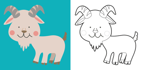 Coloring animal activity page. Educational printable coloring worksheet. Practicing fine motoric skills for children