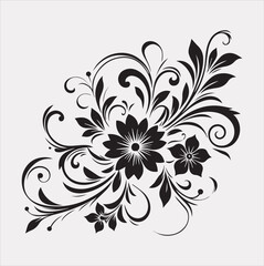 floral Art silhouette vector on a white background