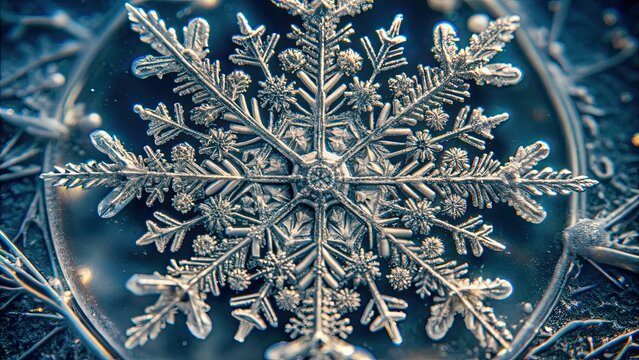 Snowflake microscope captures intricate details of individual snowflakes with high magnification, snowflake, microscope
