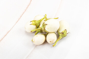 Natural organic white round eggplant