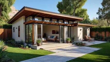 Fototapeta premium Modern House with Patio and Garden.