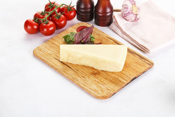 Piece Italian hard parmesan cheese