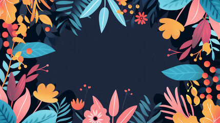 シンプルなフローラルパターンの背景用グラフィカル2Dイラストレーション