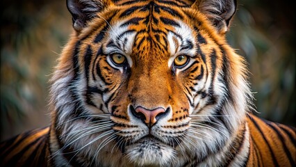 Fototapeta premium Close-up of a majestic tiger's head showing its fierce expression, wildlife, predator, big cat, feline, animal