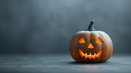 Haloween Pumpkin Imaginative Visual, focus cover all objects, deep dept of field, Allocate a large blank space for text overlay