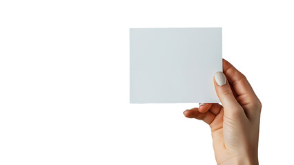 Obraz premium Hand holding blank paper on transparent background.