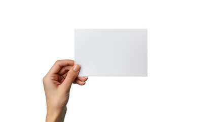 Obraz premium Hand holding blank paper on transparent background.