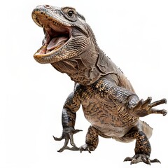 Obraz premium Detailed illustration of a large scaly iguana with its mouth wide open
