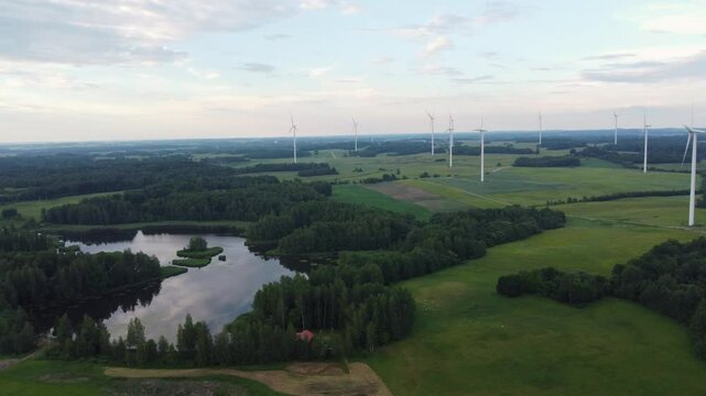 Green energy wind turbines power plants producing electricity