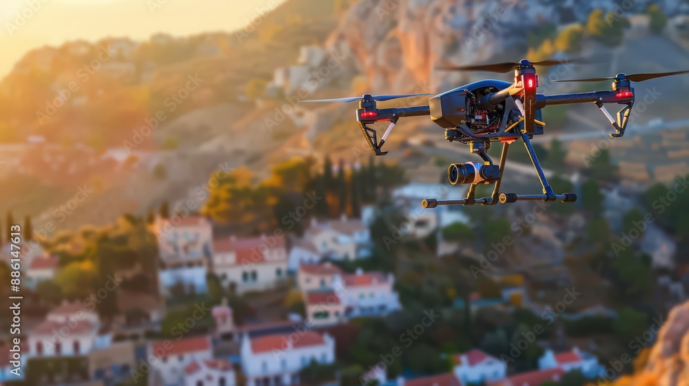 Poster capture the versatility of robotic drones capturing aerial footage for progress reports and project 