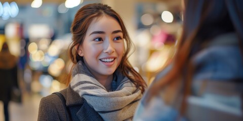 Freundliches Gespräch im Einkaufszentrum