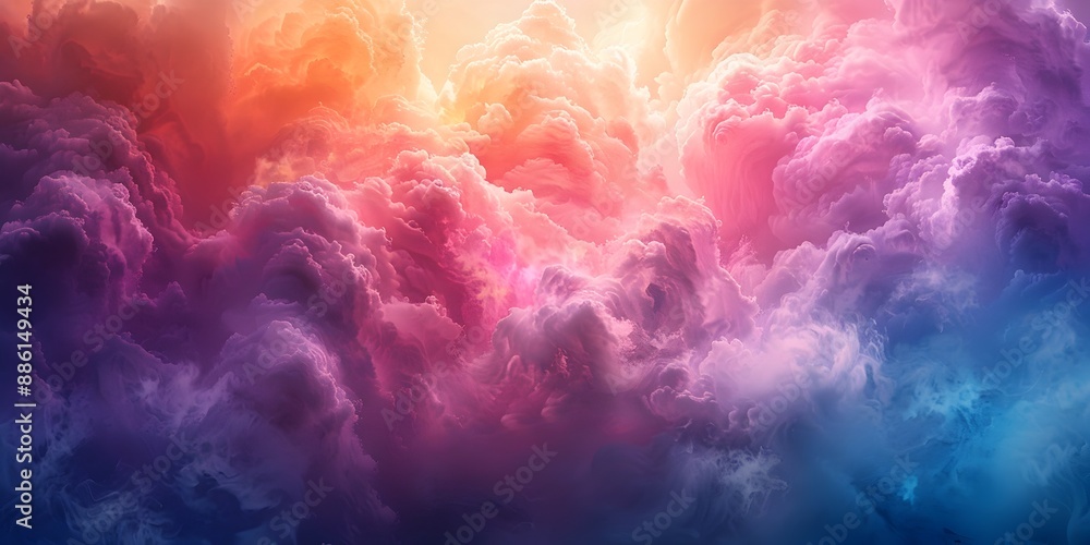 Poster vibrant psychedelic data cloud with watercolor textures and fluid dynamics