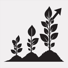 growth tree vector silhouette on white background