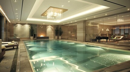 High-end swimming pool in a private residence, showcasing luxury and modern design
