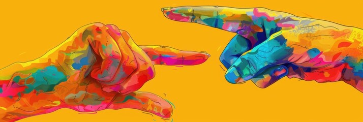 International Day of Sign Languages. Horizontal banner. Sign language, two hands, yellow background. International Day of the Deaf. Copy space Integration into society of the hearing impaired and deaf