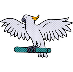 cockatoo bird animal pet halftone hand drawn  color vector illustration