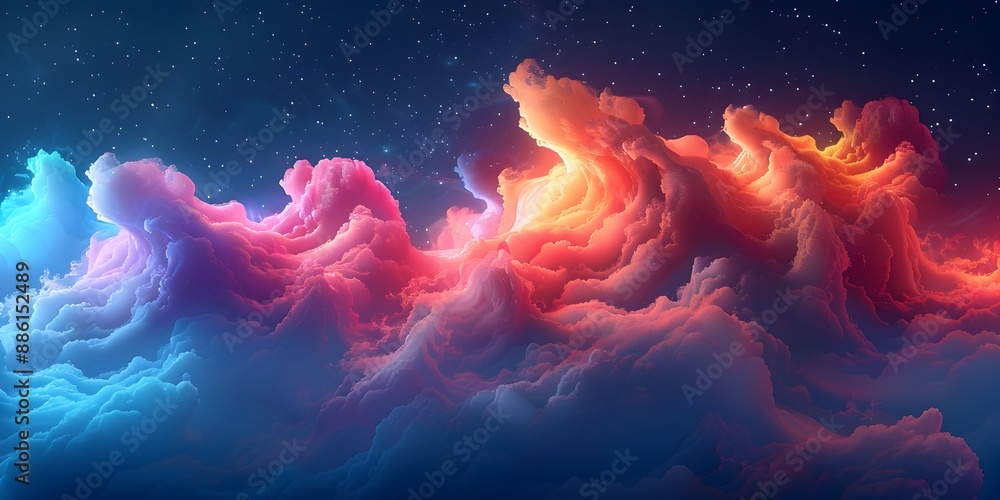Aufkleber vibrant and transcendent clouds of data streams in a dreamlike psychedelic