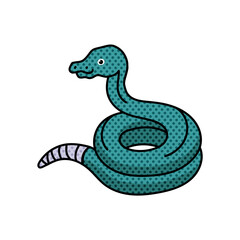 injured snake halftone hand drawn  color vector illustration