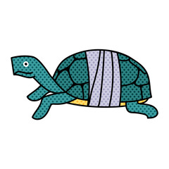 injured tortoise shell carapace halftone hand drawn  color vector illustration