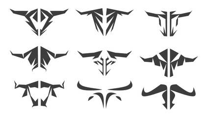 collection of tribal animal head shapes with a stiff touch. Set of Symmetrical Tribal Pattern Cyber ​​Gothic Elements in Abstract White black Print for t-shirt, hoodie and sweatshirt or card, poster