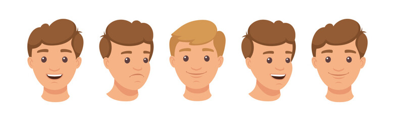 Handsome Man Character Demonstrating Emotion Vector Illustration Set
