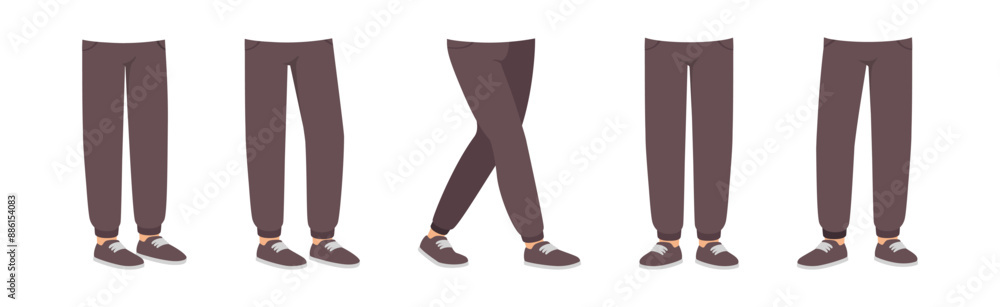 Aufkleber man character constructor with separated leg body part vector set