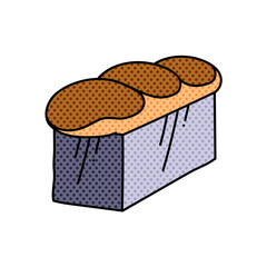 sweet bread loaf halftone hand drawn  color vector illustration