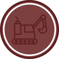 Excavator Vector Line Double Circle Maroon