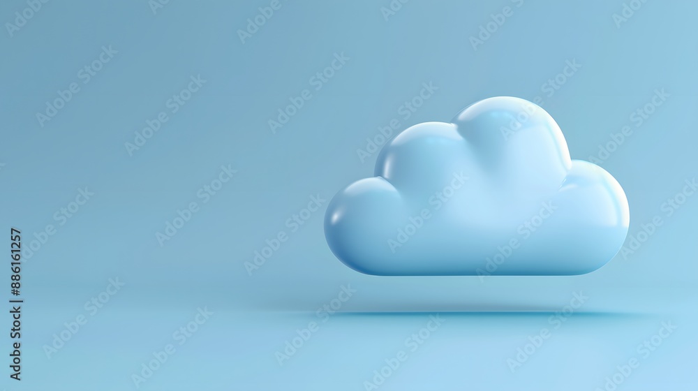 Aufkleber 3d rendering of a floating blue cloud. minimalistic and tranquil design, ideal for cloud computing, 