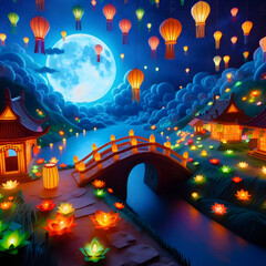 chinese lanterns at night